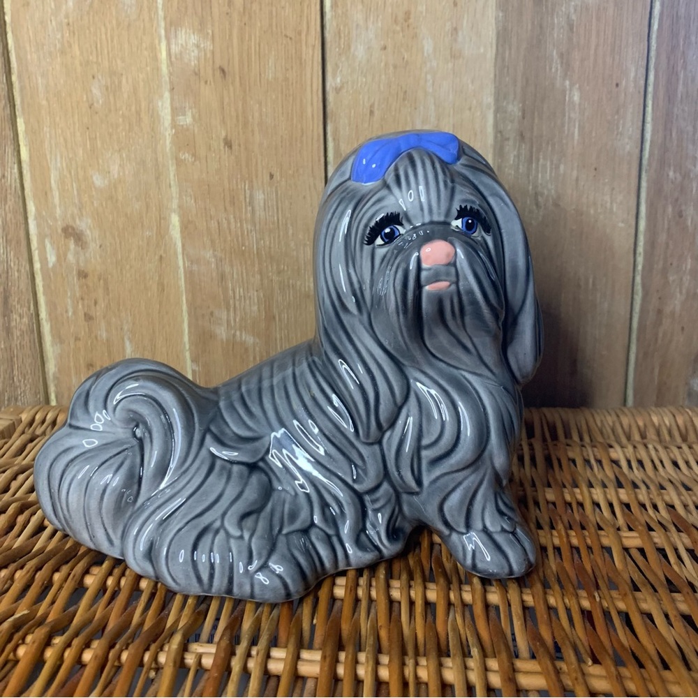 Vintage 1976 Sunrise Mold Shih Tzu dog ceramic painted